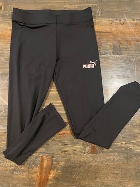 Puma Black Leggings with Pink Logo